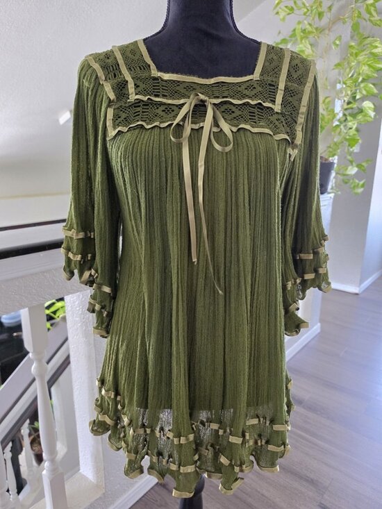 Unbranded Tops - Mexican dress Bohemian Mini Tunic Summer Blouse Angel Sleeves One Size